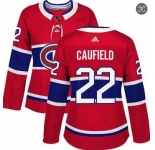 Adidas Montreal Canadiens #22 Cole Caufield Red Home Authentic Women's Stitched NHL Jersey
