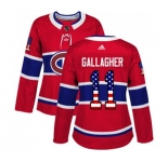 Women Adidas Montreal Canadiens #11 Brendan Gallagher Authentic Red USA Flag Fashion NHL Jersey