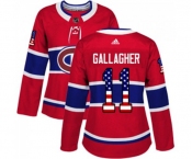 Women Adidas Montreal Canadiens #11 Brendan Gallagher Authentic Red USA Flag Fashion NHL Jersey