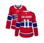 Women Adidas Montreal Canadiens #11 Brendan Gallagher Red Home Authentic Stitched NHL Jersey