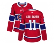 Women Adidas Montreal Canadiens #11 Brendan Gallagher Red Home Authentic Stitched NHL Jersey