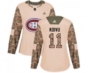 Women Adidas Montreal Canadiens #11 Saku Koivu Authentic Camo Veterans Day Practice NHL Jersey