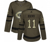 Women Adidas Montreal Canadiens #11 Saku Koivu Authentic Green Salute to Service NHL Jersey