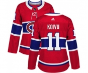 Women Adidas Montreal Canadiens #11 Saku Koivu Authentic Red Home NHL Jersey