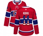 Women Adidas Montreal Canadiens #11 Saku Koivu Authentic Red USA Flag Fashion NHL Jersey
