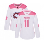 Women Adidas Montreal Canadiens #11 Saku Koivu Authentic White Pink Fashion NHL Jersey