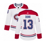Women Adidas Montreal Canadiens #13 Max Domi Authentic White Away NHL Jersey