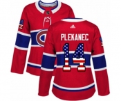 Women Adidas Montreal Canadiens #14 Tomas Plekanec Authentic Red USA Flag Fashion NHL Jersey