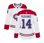 Women Adidas Montreal Canadiens #14 Tomas Plekanec Authentic White Away NHL Jersey
