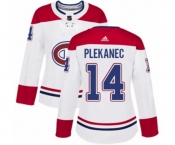 Women Adidas Montreal Canadiens #14 Tomas Plekanec Authentic White Away NHL Jersey