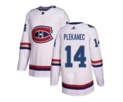 Women Adidas Montreal Canadiens #14 Tomas Plekanec White Authentic 2017 100 Classic Stitched NHL Jersey