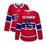 Women Adidas Montreal Canadiens #15 Jesperi Kotkaniemi Authentic Red USA Flag Fashion NHL Jersey