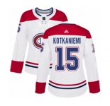 Women Adidas Montreal Canadiens #15 Jesperi Kotkaniemi Authentic White Away NHL Jersey
