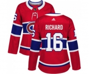 Women Adidas Montreal Canadiens #16 Henri Richard Authentic Red Home NHL Jersey