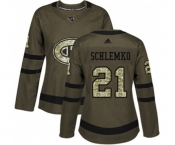 Women Adidas Montreal Canadiens #21 David Schlemko Authentic Green Salute to Service NHL Jersey
