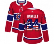 Women Adidas Montreal Canadiens #24 Phillip Danault Authentic Red USA Flag Fashion NHL Jersey