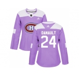 Women Adidas Montreal Canadiens #24 Phillip Danault Purple Authentic Fights Cancer Stitched NHL Jersey