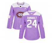 Women Adidas Montreal Canadiens #24 Phillip Danault Purple Authentic Fights Cancer Stitched NHL Jersey