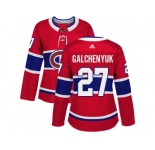 Women Adidas Montreal Canadiens #27 Alex Galchenyuk Red Home Authentic Stitched NHL Jersey