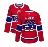 Women Adidas Montreal Canadiens #27 Karl Alzner Authentic Red USA Flag Fashion NHL Jersey