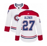 Women Adidas Montreal Canadiens #27 Karl Alzner Authentic White Away NHL Jersey