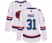 Women Adidas Montreal Canadiens #31 Carey Price Authentic White 2017 100 Classic NHL Jersey