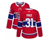Women Adidas Montreal Canadiens #31 Carey Price Red Home Authentic Stitched NHL Jersey