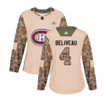 Women Adidas Montreal Canadiens #4 Jean Beliveau Authentic Camo Veterans Day Practice NHL Jersey