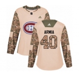 Women Adidas Montreal Canadiens #40 Joel Armia Authentic Camo Veterans Day Practice NHL Jersey