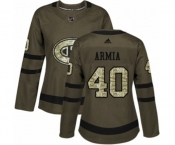 Women Adidas Montreal Canadiens #40 Joel Armia Authentic Green Salute to Service NHL Jersey