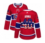 Women Adidas Montreal Canadiens #40 Joel Armia Authentic Red USA Flag Fashion NHL Jersey