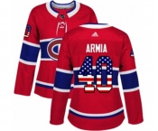 Women Adidas Montreal Canadiens #40 Joel Armia Authentic Red USA Flag Fashion NHL Jersey