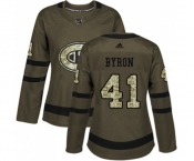 Women Adidas Montreal Canadiens #41 Paul Byron Authentic Green Salute to Service NHL Jersey