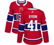 Women Adidas Montreal Canadiens #41 Paul Byron Authentic Red Home NHL Jersey