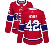 Women Adidas Montreal Canadiens #42 Dominic Moore Authentic Red Home NHL Jersey