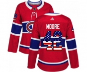 Women Adidas Montreal Canadiens #42 Dominic Moore Authentic Red USA Flag Fashion NHL Jersey
