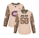 Women Adidas Montreal Canadiens #58 Noah Juulsen Authentic Camo Veterans Day Practice NHL Jersey