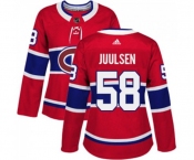 Women Adidas Montreal Canadiens #58 Noah Juulsen Premier Red Home NHL Jersey