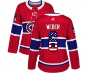 Women Adidas Montreal Canadiens #6 Shea Weber Authentic Red USA Flag Fashion NHL Jersey