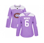 Women Adidas Montreal Canadiens #6 Shea Weber Purple Authentic Fights Cancer Stitched NHL Jersey