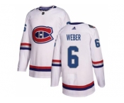 Women Adidas Montreal Canadiens #6 Shea Weber White Authentic 2017 100 Classic Stitched NHL Jersey