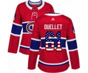 Women Adidas Montreal Canadiens #61 Xavier Ouellet Authentic Red USA Flag Fashion NHL Jersey