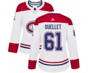 Women Adidas Montreal Canadiens #61 Xavier Ouellet Authentic White Away NHL Jersey