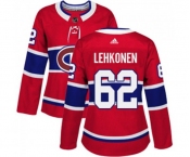 Women Adidas Montreal Canadiens #62 Artturi Lehkonen Premier Red Home NHL Jersey