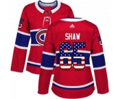 Women Adidas Montreal Canadiens #65 Andrew Shaw Authentic Red USA Flag Fashion NHL Jersey