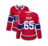 Women Adidas Montreal Canadiens #65 Andrew Shaw Red Home Authentic Stitched NHL Jersey