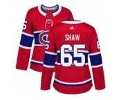 Women Adidas Montreal Canadiens #65 Andrew Shaw Red Home Authentic Stitched NHL Jersey