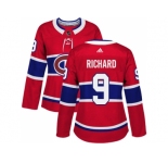 Women Adidas Montreal Canadiens #9 Maurice Richard Red Home Authentic Stitched NHL Jersey