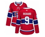 Women Adidas Montreal Canadiens #9 Maurice Richard Red Home Authentic Stitched NHL Jersey