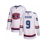 Women Adidas Montreal Canadiens #9 Maurice Richard White Authentic 2017 100 Classic Stitched NHL Jersey